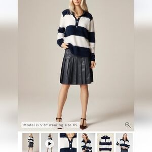 J. Crew Navy and White Striped V-Neck Sweater